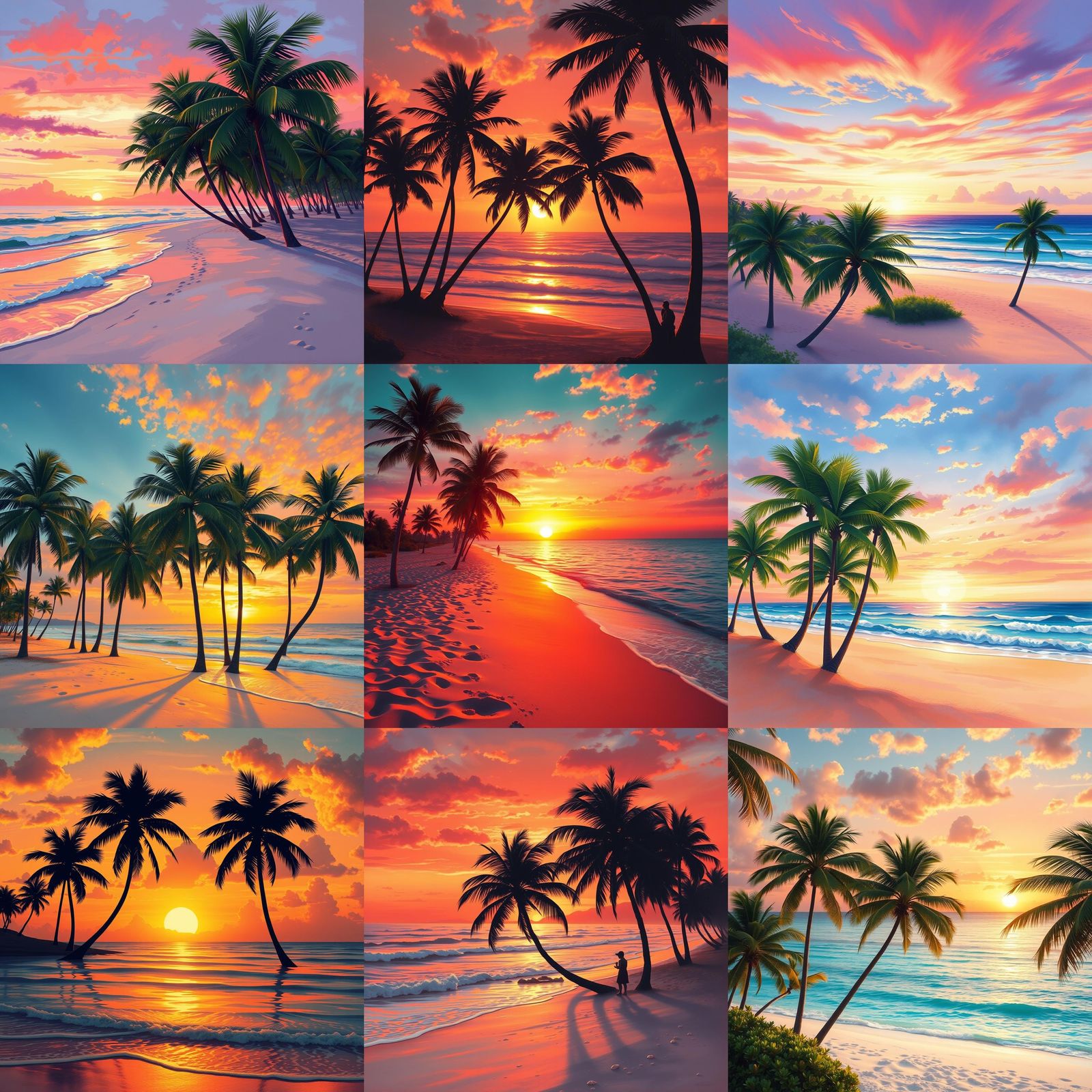 Tropical Sunset with Palm Trees on Beach Landscape