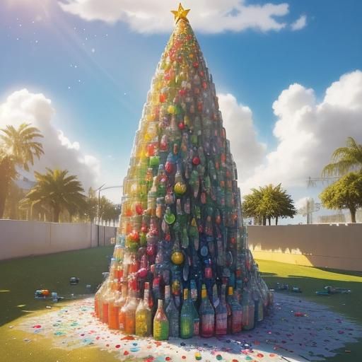Whimsical Bottle Tree Transformed by Heavenly Sunshine