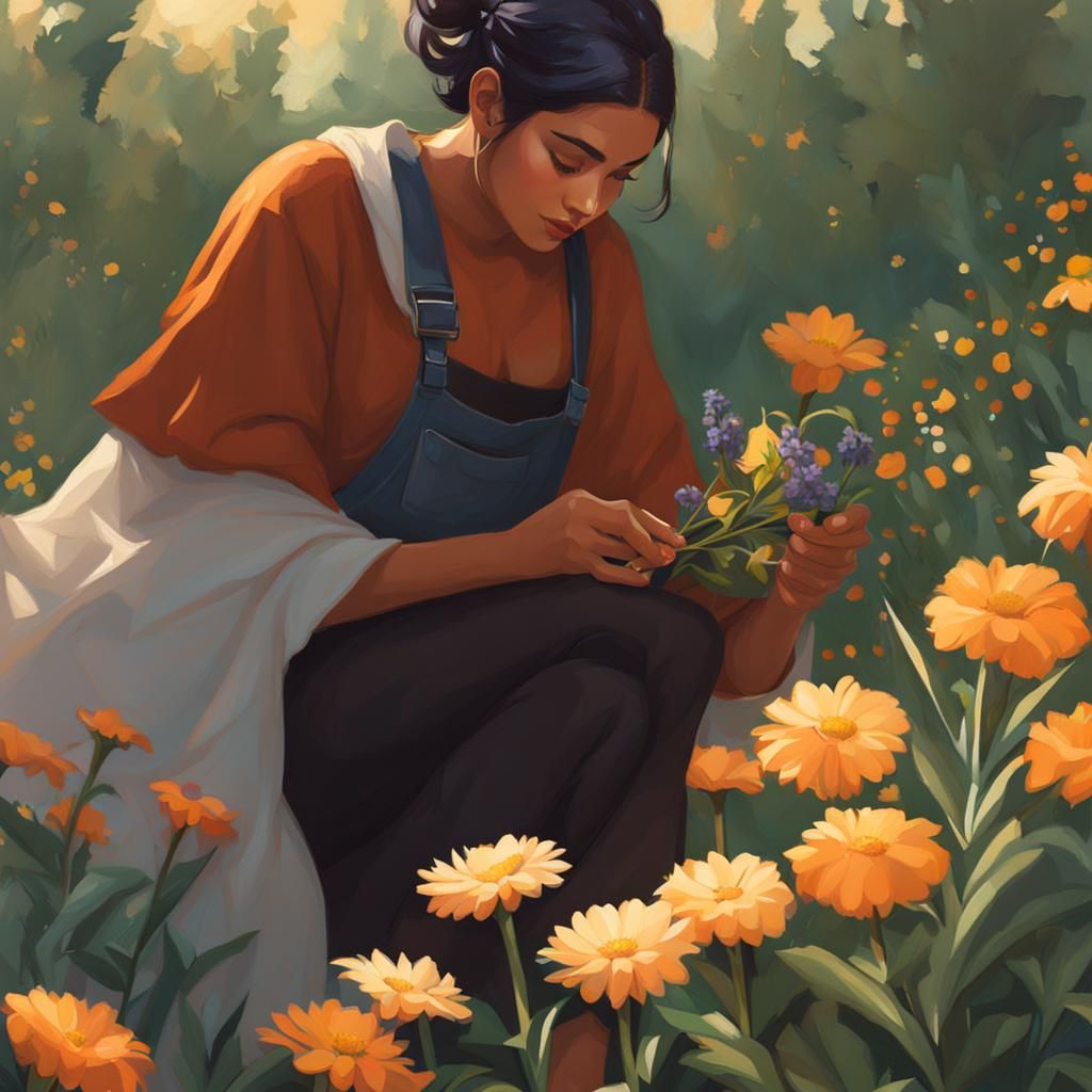 Idyllic Portrait of a Blooming Moment in Watercolor Style