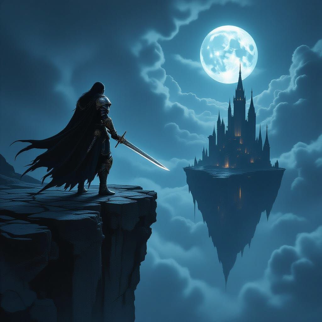 Lone Warrior on Gothic Floating Island