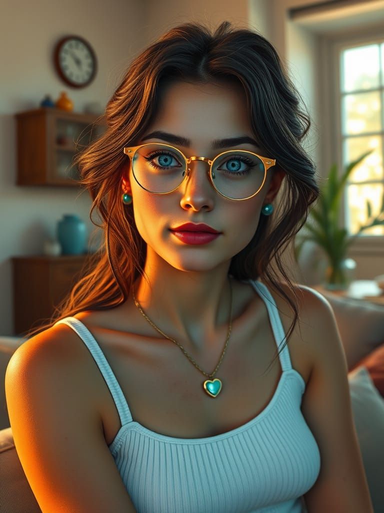 Elegant Young Woman in Soft Lighting