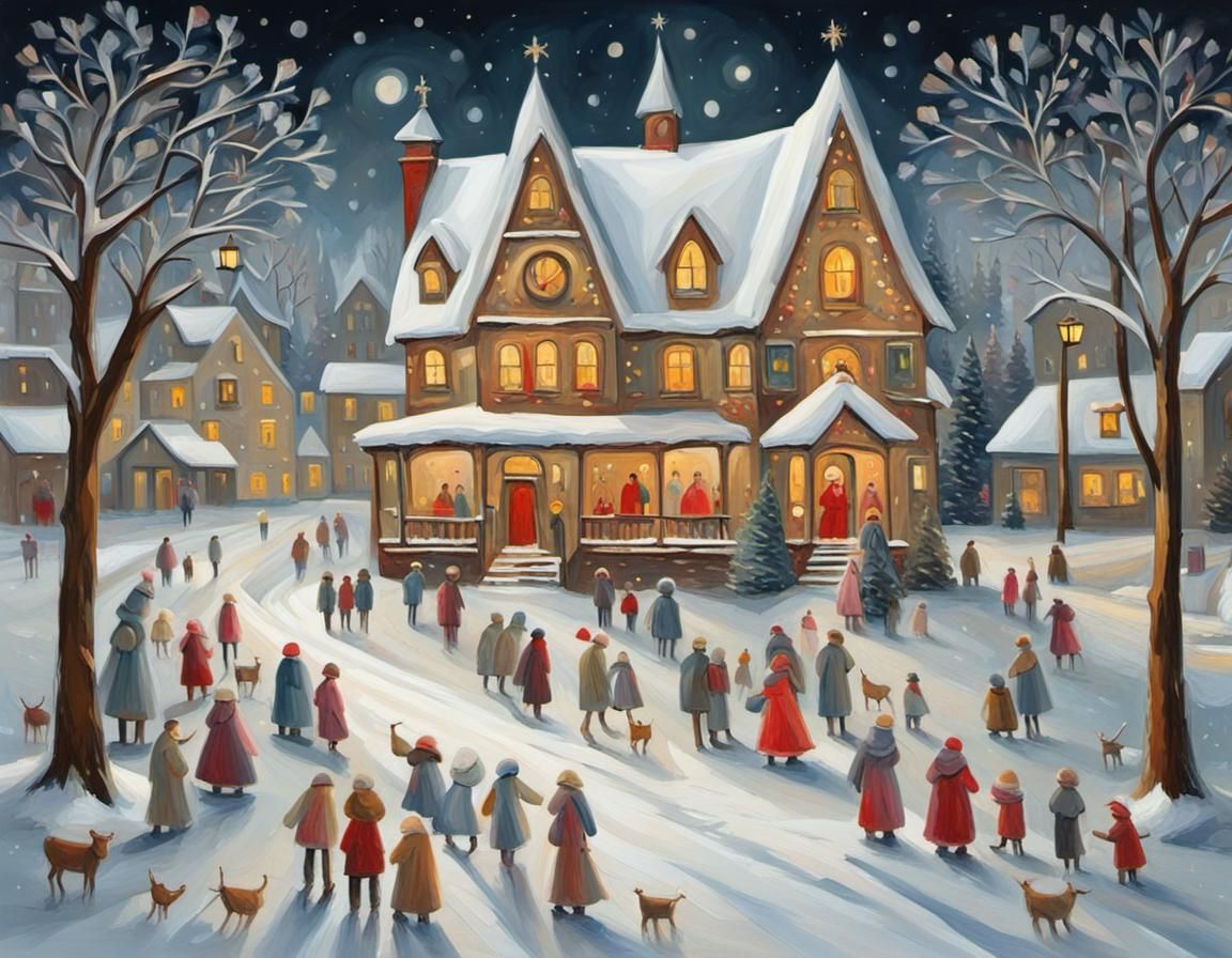 Christmas Celebration in Vibrant Expressionistic Style