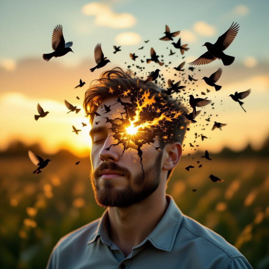 Happiness Escapes Mind Like Birds in Dramatic Photo