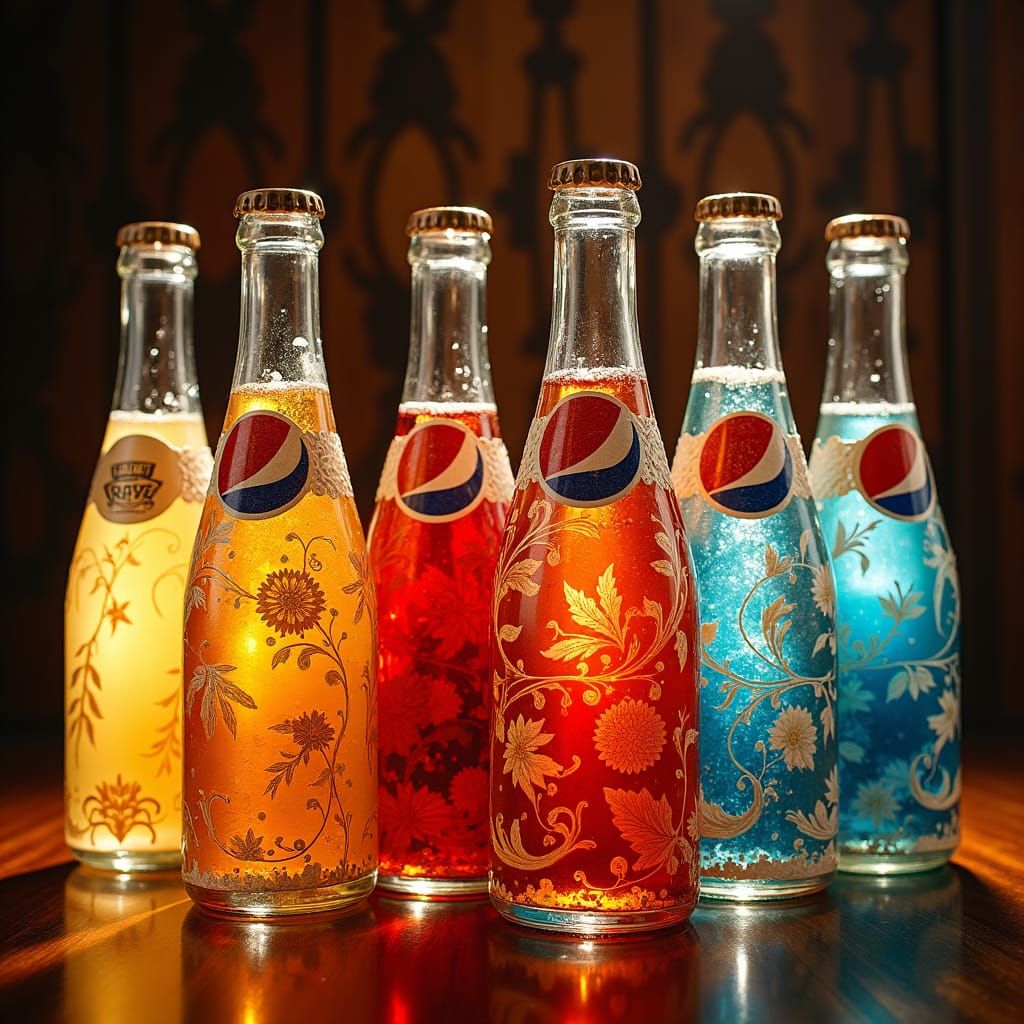 Ornate Porcelain Pepsi Bottles in Dutch Masters Style