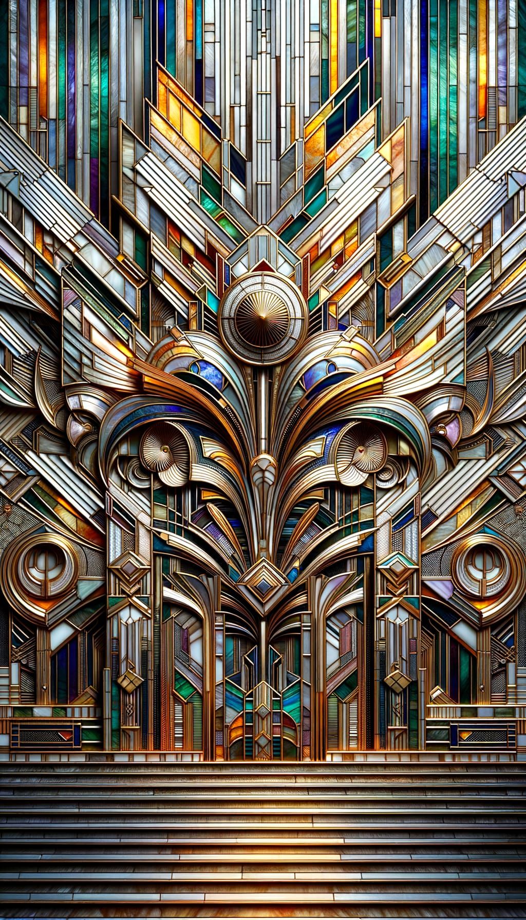 Luxurious Art Deco Glass Sculpture in Museum Setting