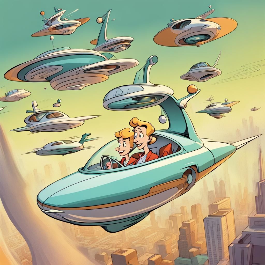 Retro Futuristic Flying Cars in The Jetsons