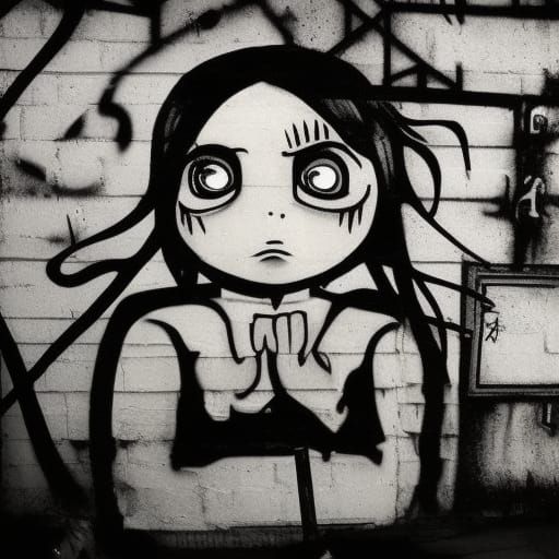 Creepy Fantasy Graffiti in Abandoned Streets