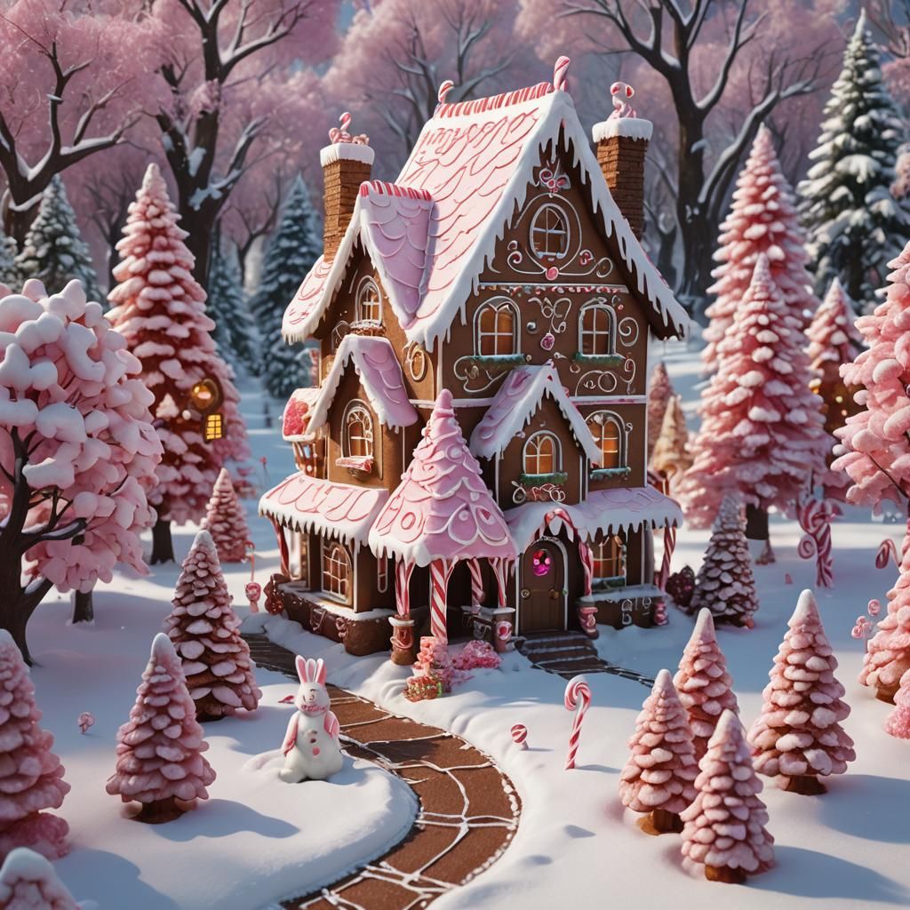 Winter Wonderland Gingerbread House in Fantastical Detail