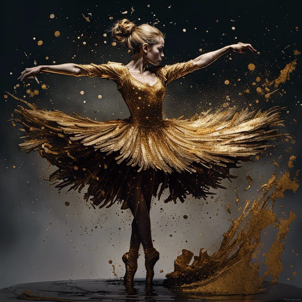 Golden Glitter Ballerina: A Dark Fantasy Masterpiece