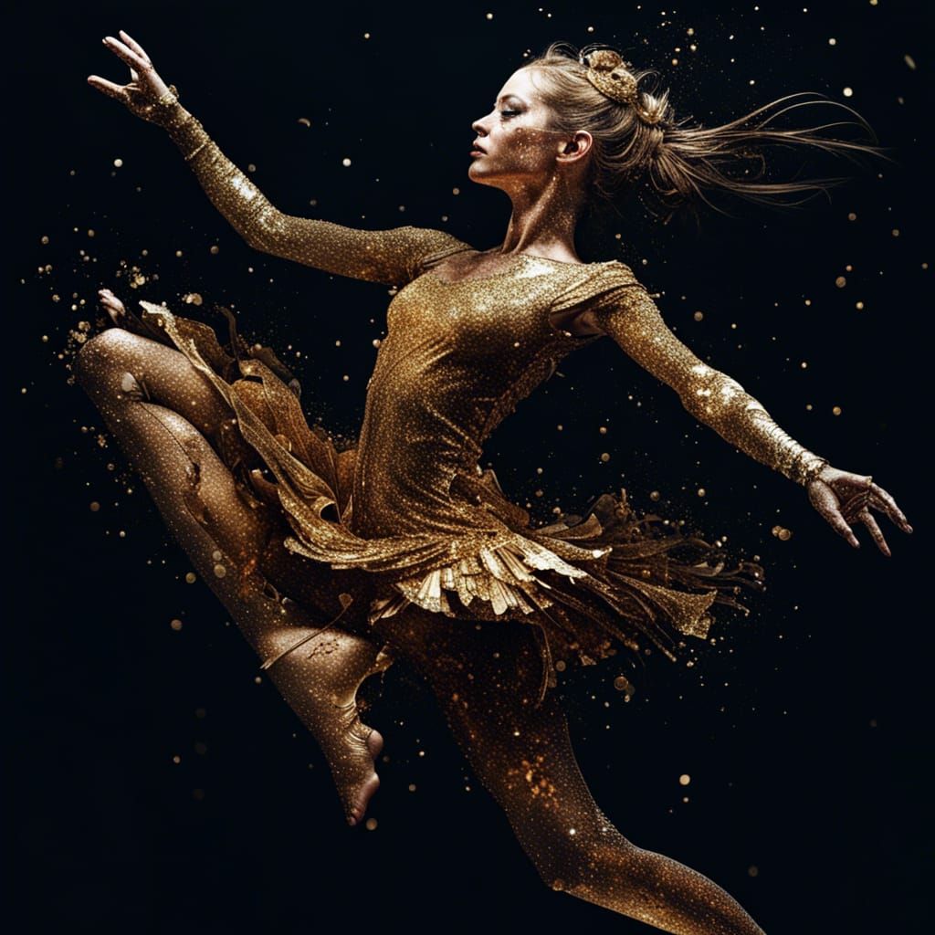 Golden Glitter Ballerina Fantasy Art