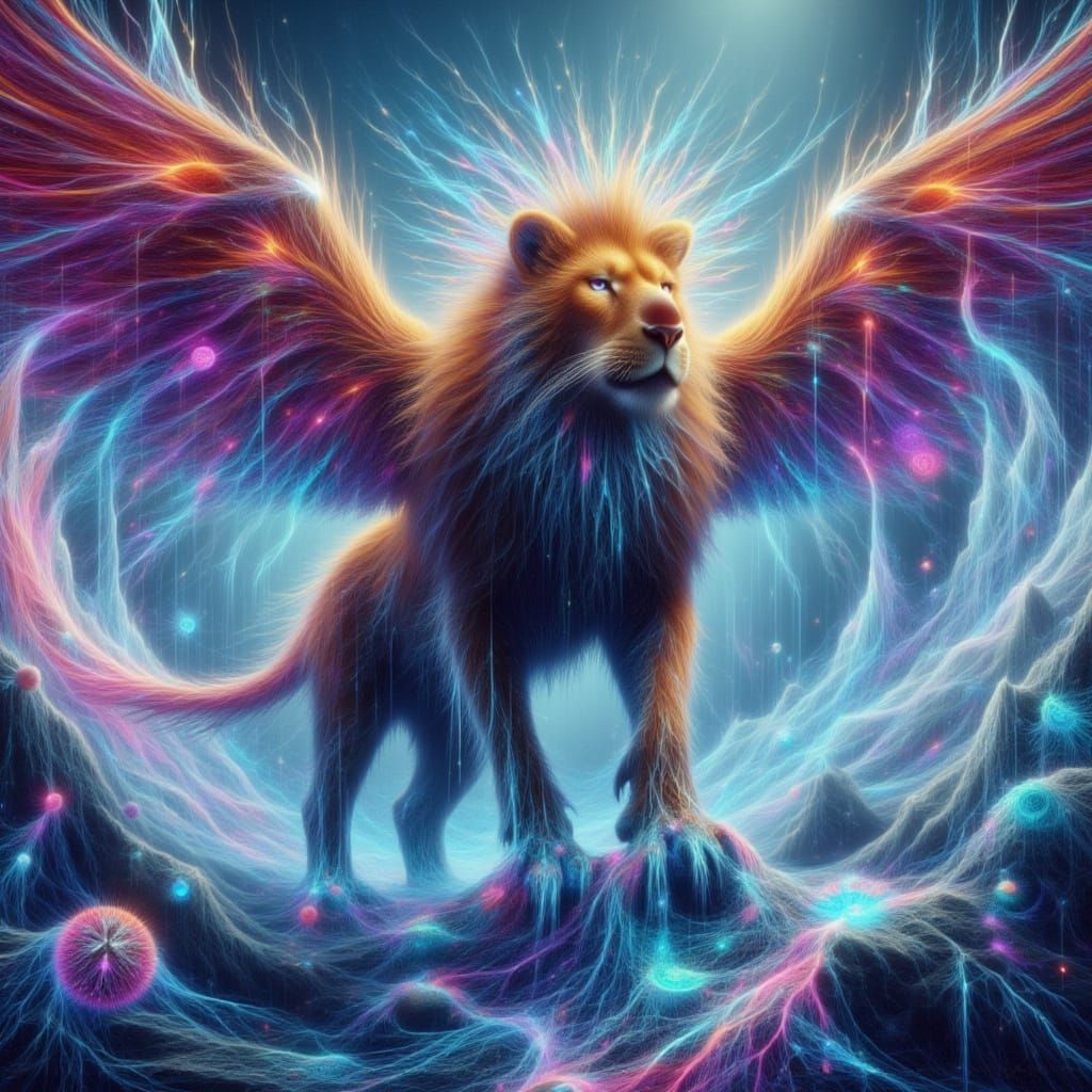 Majestic Gryphon on Mountain, Digital Art