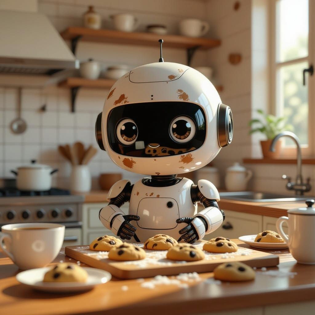 Chibi TV-Head Robot Baking Cookies