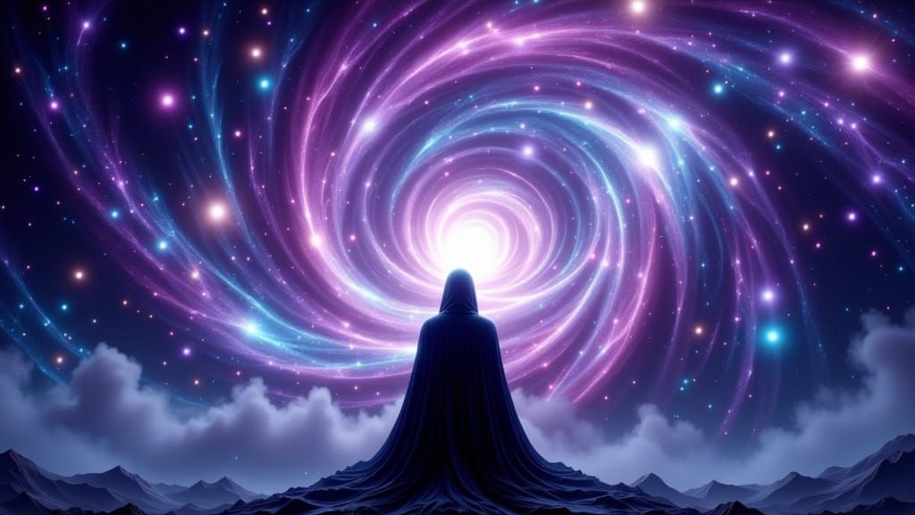 Cosmic Sentinel in Haunting Ethereal Style