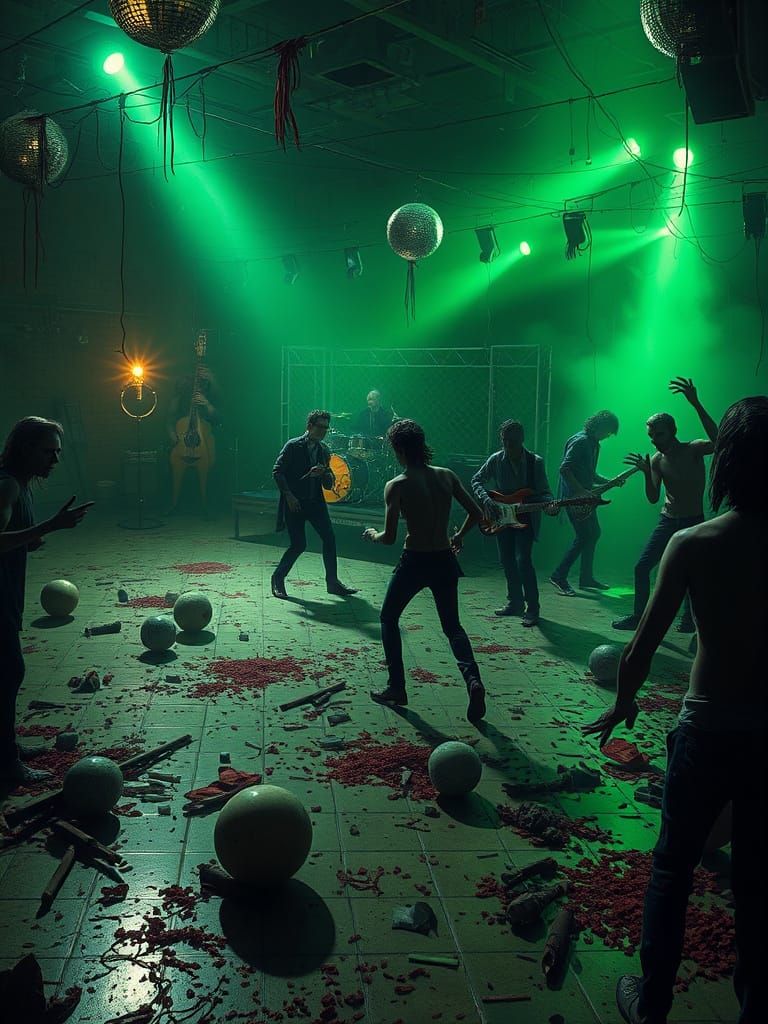 Zombie Prom Horror Art With Undead Musicians