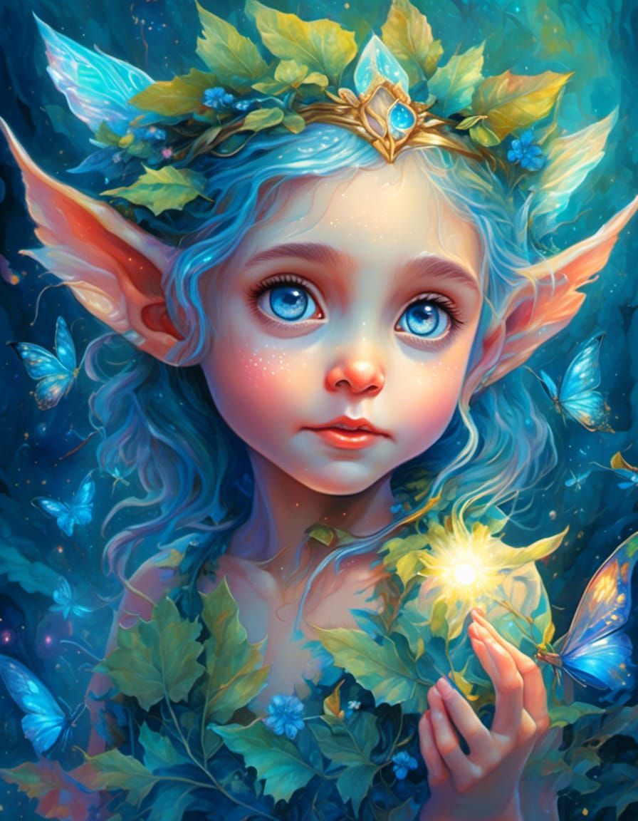 Enchanted Forest Fairy in Vibrant Aquarell Style