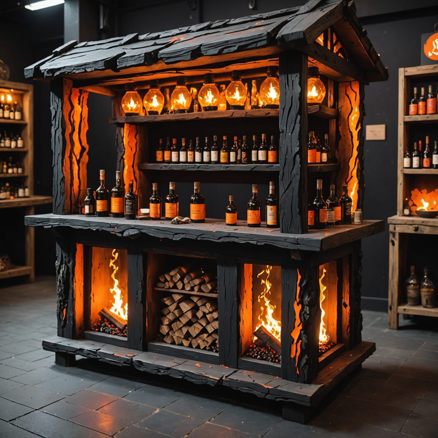 Fiery Stall Selling Flame Potions and Ember Stones