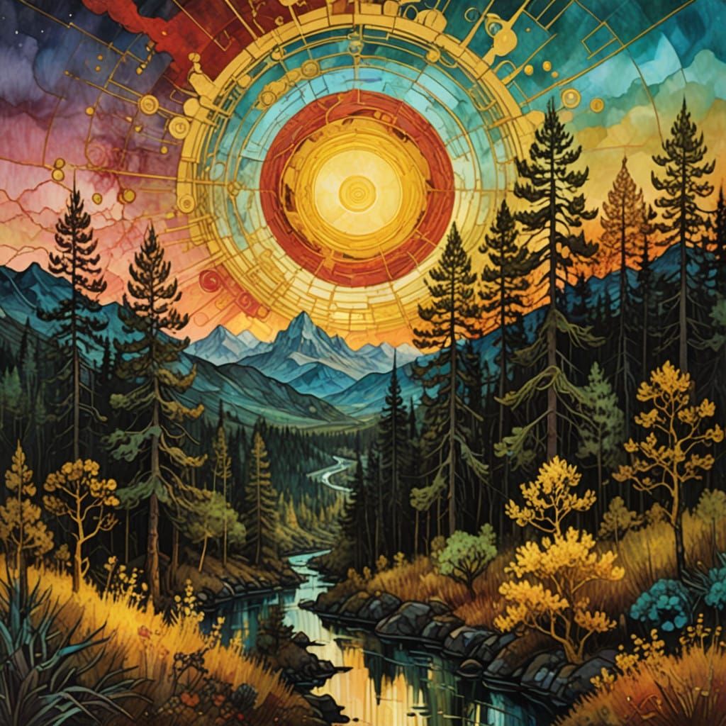 Surreal Encaustic Sunset Kingdom