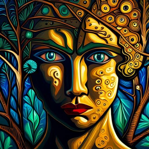 Surreal Art Deco Portrait in Film Noir Volumetric Lighting