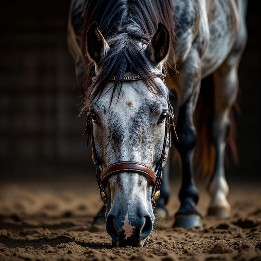Hyperrealistic Blue Roan Horse Portrait Photography
