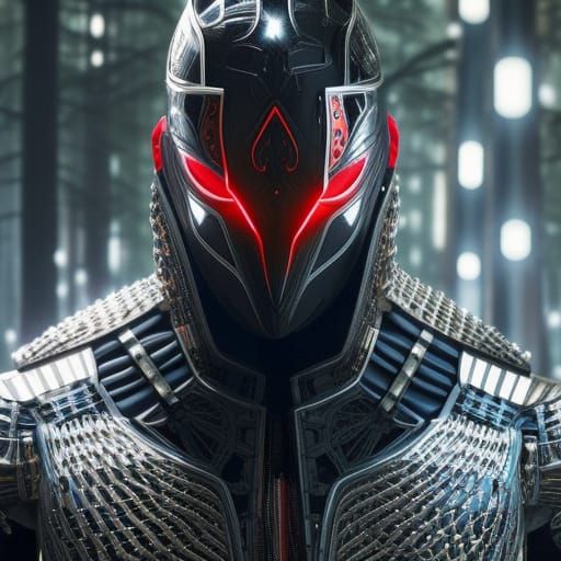 Intricate Nanosuit Knight in Silkpunk Dystopian Style