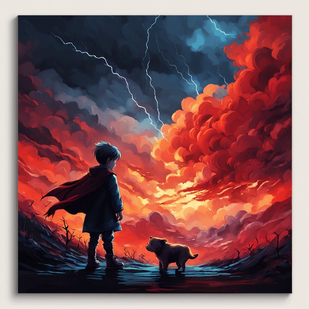 Ethereal Child Stands Tall Amidst Supernatural Storm in Cybe...