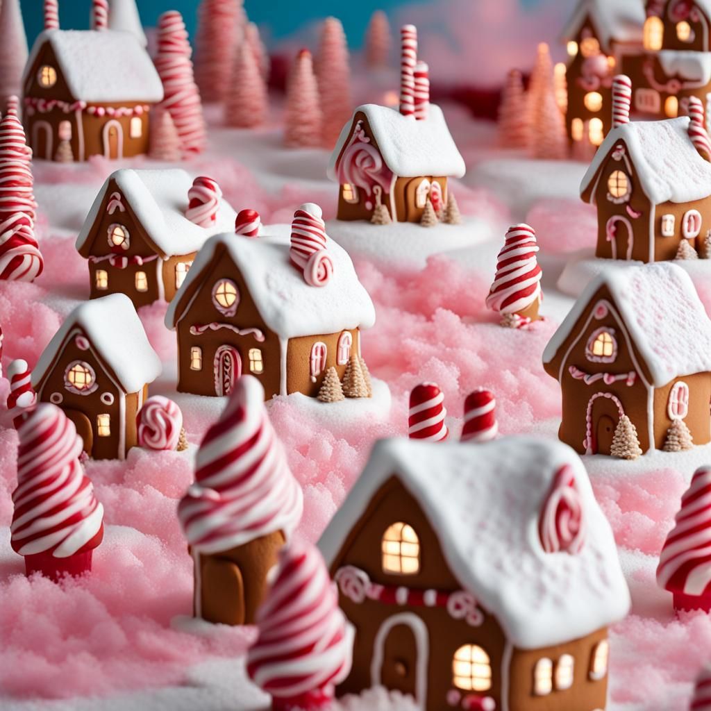 Whimsical Gingerbread Village in a Sugary Wonderland
