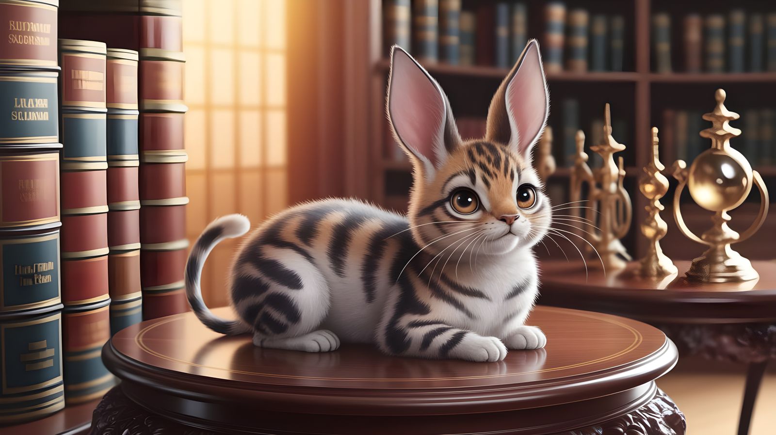 Captivating Labubu in Amber Light: Digital Art Nouveau Illus...