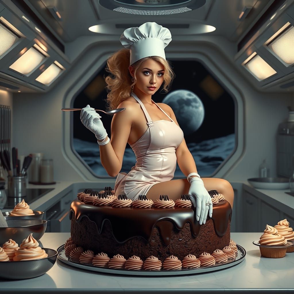 Surrealistic Lunar Chef in Hyperrealistic Style