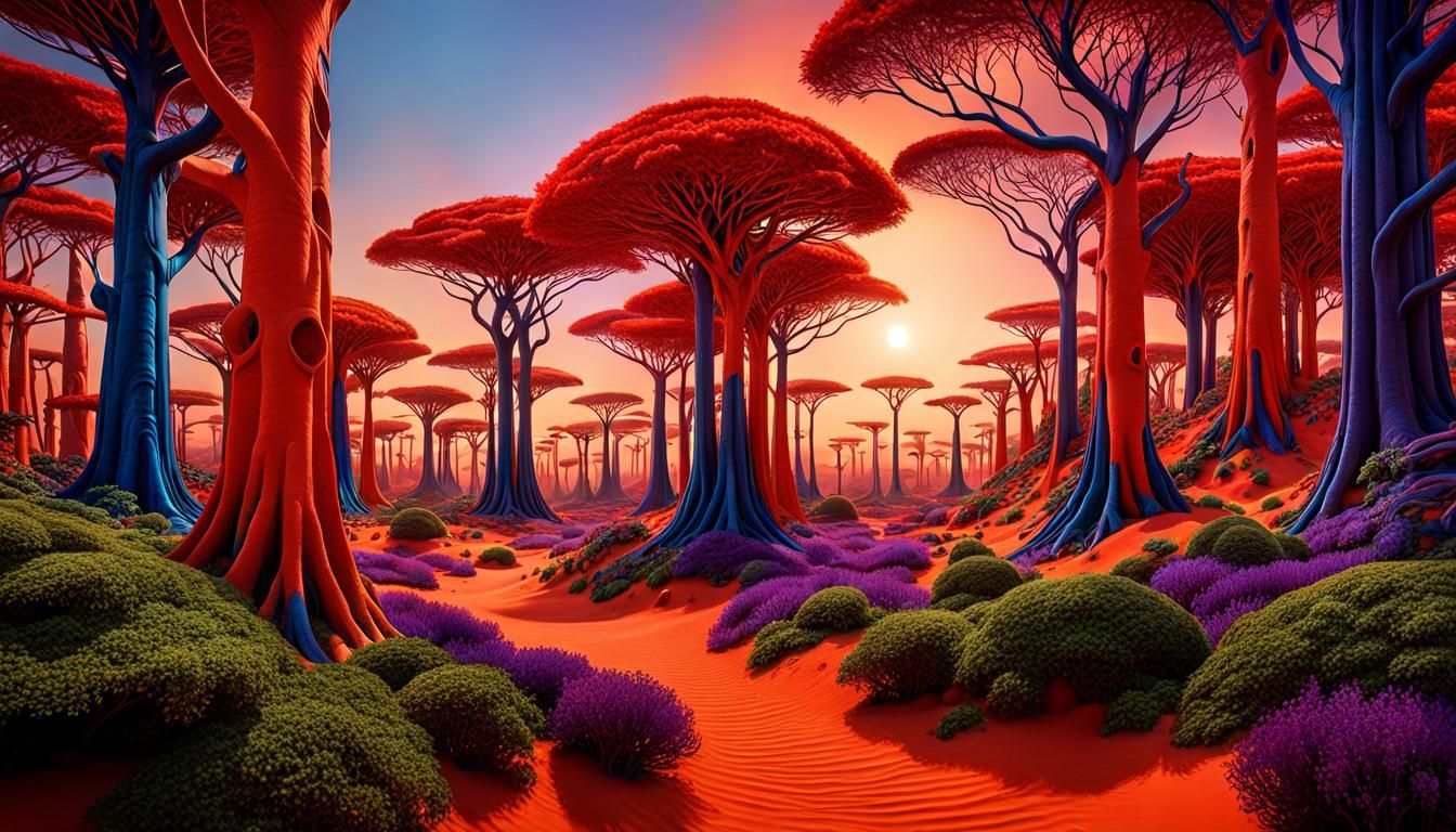 Epic Hyperrealistic Martian Garden Landscape
