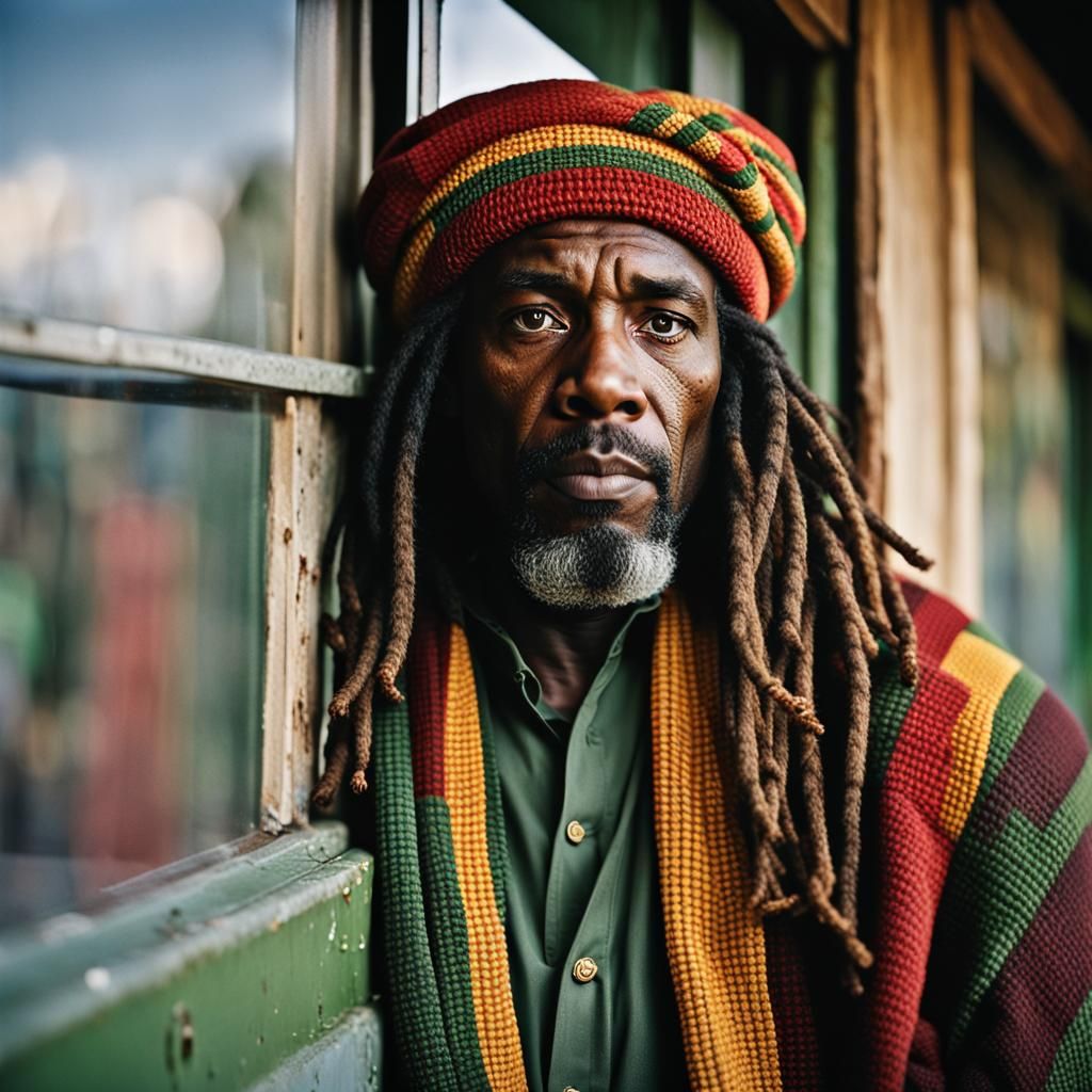 Regal Rasta Man Portrayed in Close-Up Studio Photography