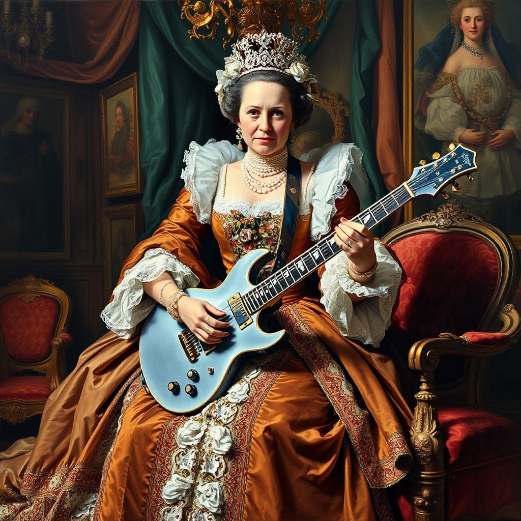 Regal Duchess Rocks 18th Century Gouache Masterpiece