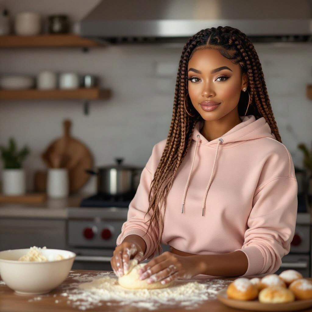 Young Black Chef Baking in Modern Kitchen
