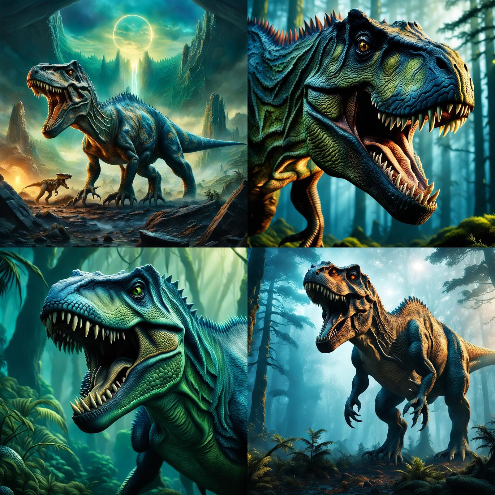 Massive T-Rex in Fantasy Landscape