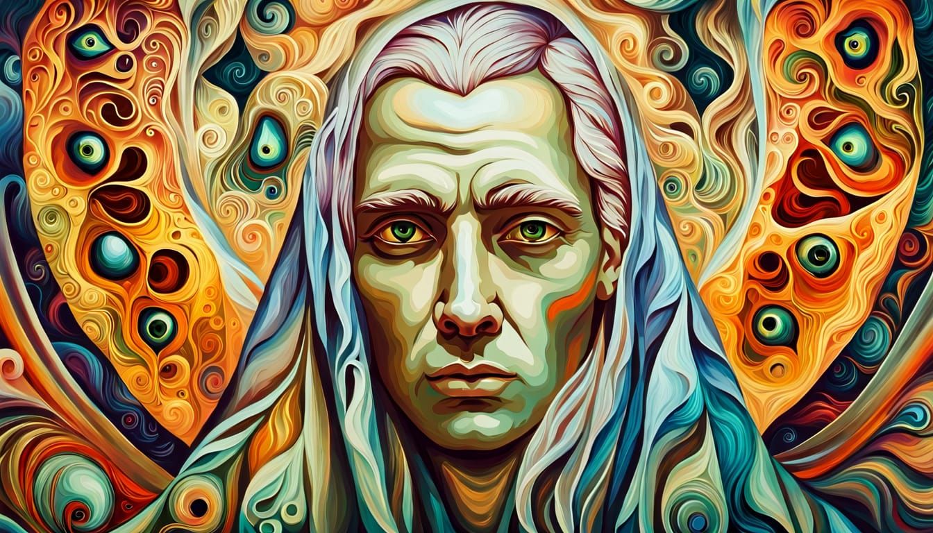 Mystical Figure in Vibrant Oil Painting