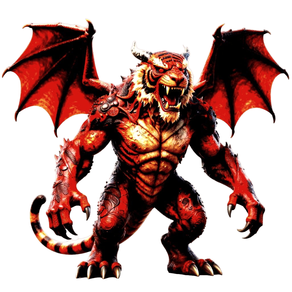 Giant Zombie with Tiger Teeth and Dragon Wings