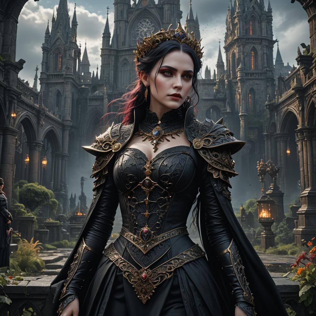 Ethereal Goth Goddess in Vibrant Hues