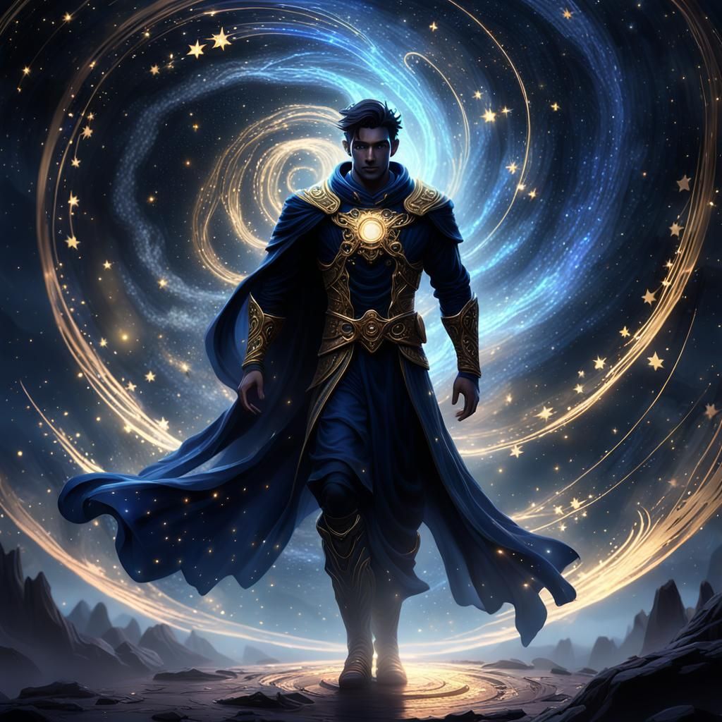 Mysterious Shadow Figure in Celestial Darkness