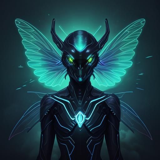 Ethereal Alien Firefly Illuminates Mysterious Night Sky