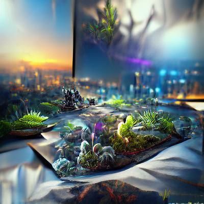 Breathtaking Twilight Terrarium Ecosystem in Hyperdetail