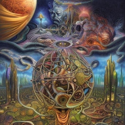 Surreal Cosmic Odyssey in Imperial Colors