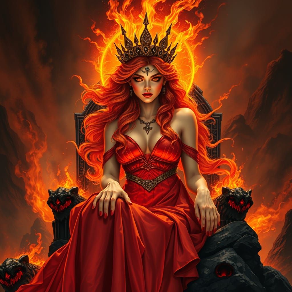 Goddess of Fire in Dark Fantasy Style