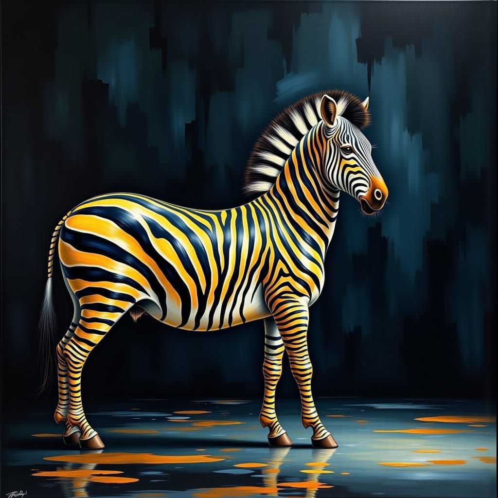 Surrealistic Zebra in Abstract Hyperrealism