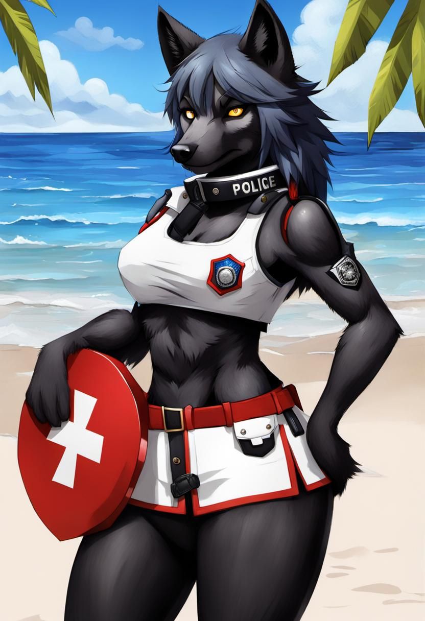 Wolf Police Officer Girl in Furry Art Style