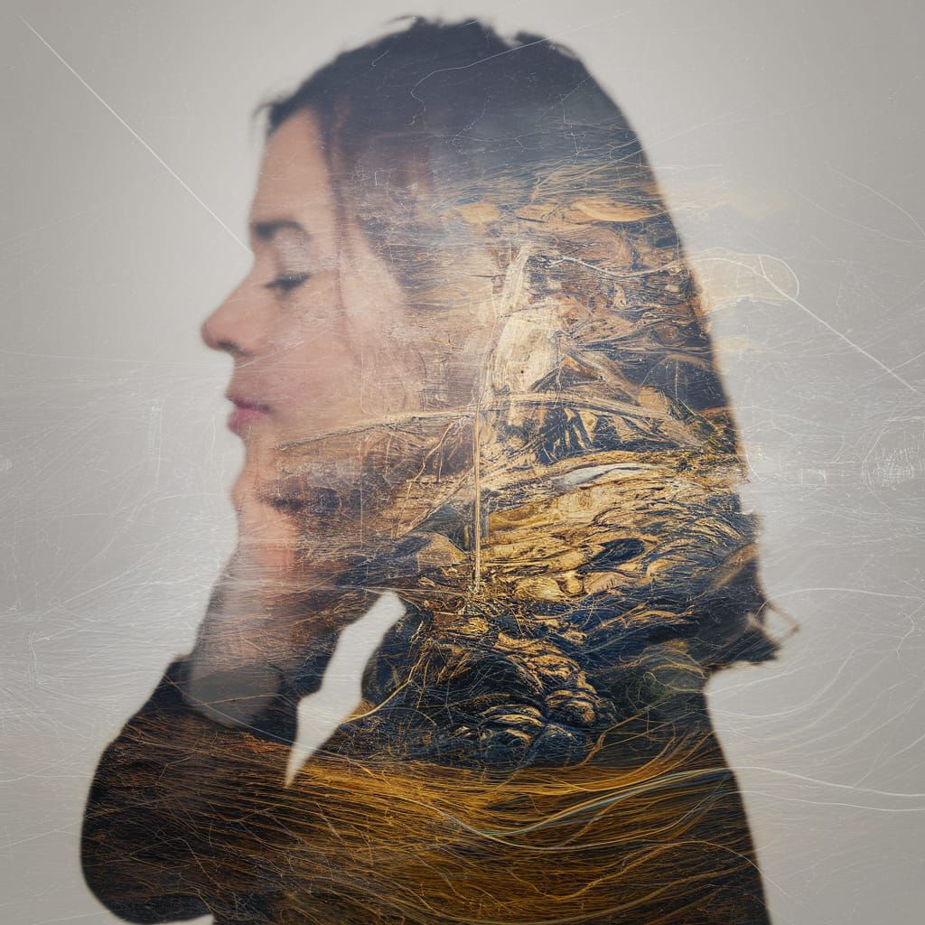 Double Exposure Portrait in Klimt Style