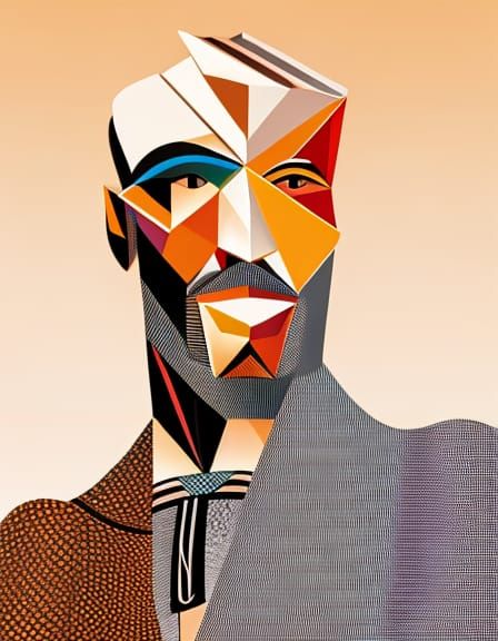 Angular Cubist Masterpiece in Neo-Cubism Style