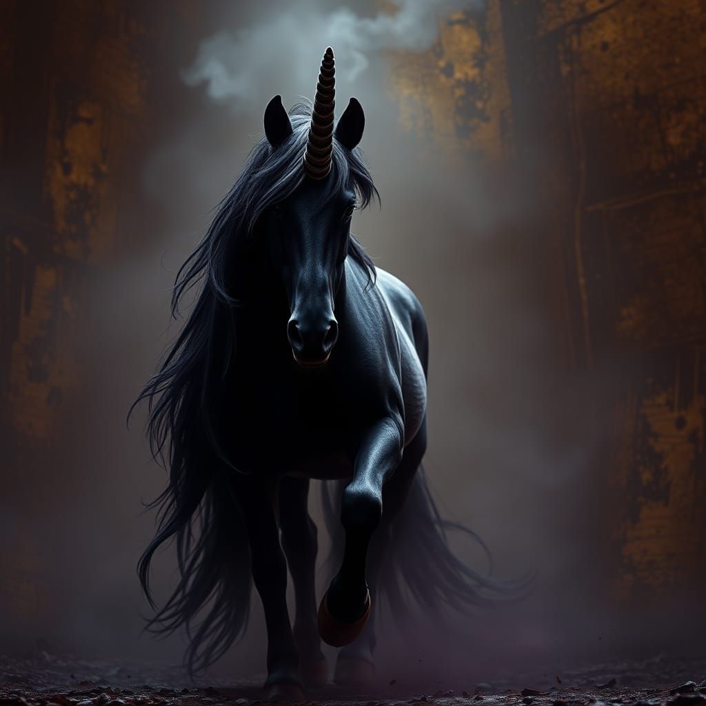 Grunge Majesty: Dark Fantasy Unicorn