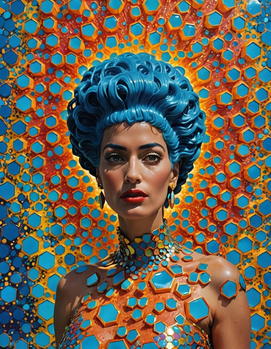 Prismatic Cosmic Portrait of Blue Haired Marge Simpson