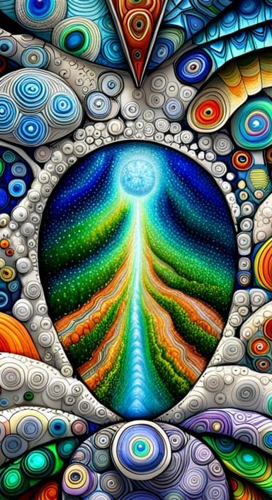 Aerial View of Earth Chakras in Quantum Zentangle