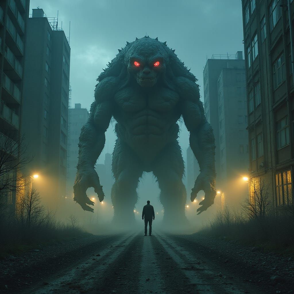 Radioactive Monster in Chernobyl: Ominous Dystopian Art