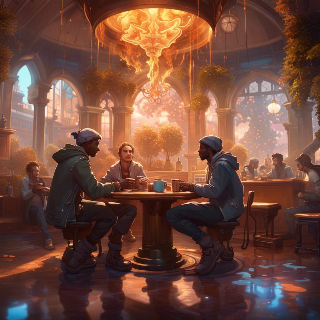 Surreal Friendship Unites in Vibrant Coffee Landscapes